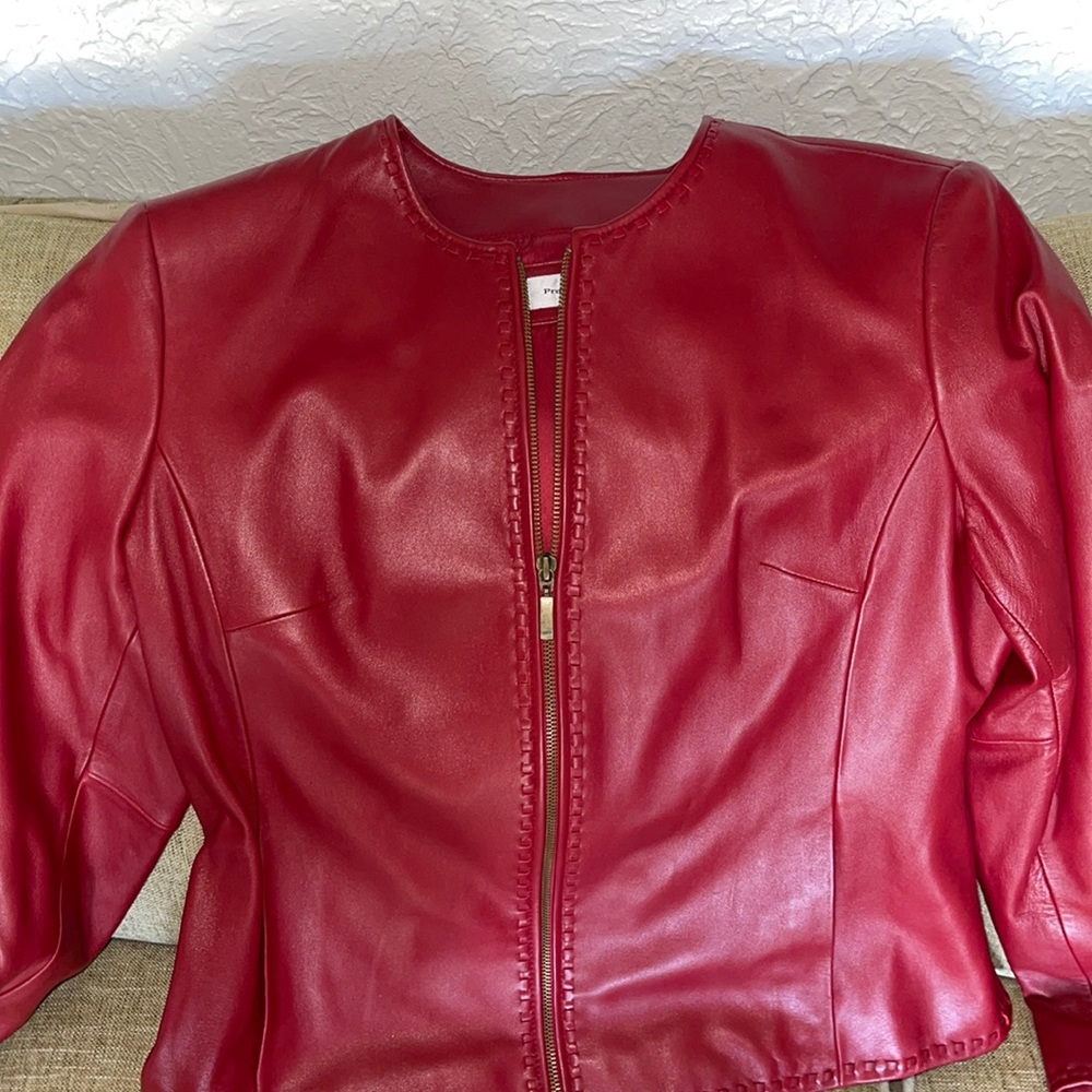 Preston and York red leather jacket